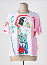 T-shirt imprimé fantaisie manches courtes blanc LEO & UGO femme