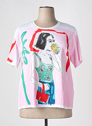 T-shirt imprimé fantaisie manches courtes blanc LEO & UGO femme