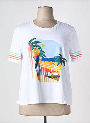 T-shirt imprimé fantaisie manches courtes blanc LEO & UGO femme