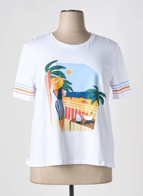 T-shirt imprimé fantaisie manches courtes blanc LEO & UGO femme
