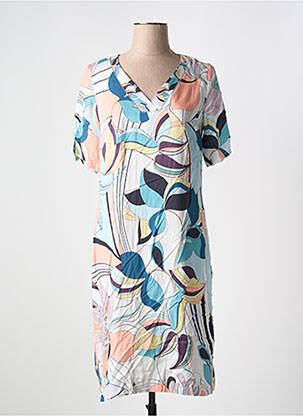 Robe mi-longue imprimé fantaisie manches courtes bleu MERI & ESCA femme