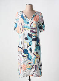 Robe mi-longue imprimé fantaisie manches courtes bleu GREGORY PAT femme