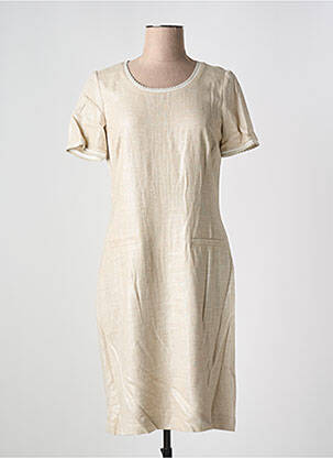 Robe mi-longue manches courtes manches courtes beige GREGORY PAT femme