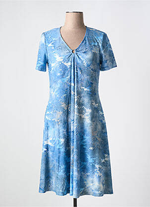 Robe mi-longue manches courtes manches courtes bleu GREGORY PAT femme