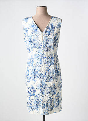 Robe mi-longue imprimé fleurs sans manche bleu GUY DUBOUIS femme