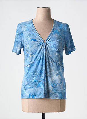 T-shirt col v manches courtes bleu GREGORY PAT femme