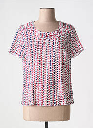 Top imprimé fantaisie manches courtes blanc FRANCE RIVOIRE femme