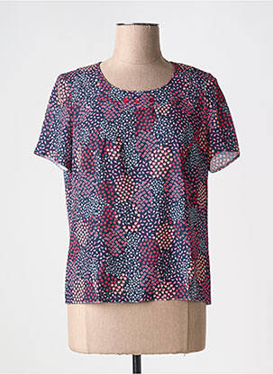 Top imprimé fantaisie manches courtes bleu GUY DUBOUIS femme