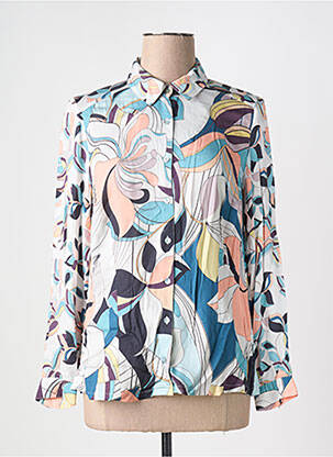 Chemisier imprimé fantaisie manches longues bleu GREGORY PAT femme