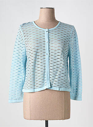 Gilet manches longues col rond bleu GREGORY PAT femme