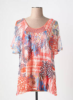 Tunique manches courtes coupe fluide orange GUY DUBOUIS femme