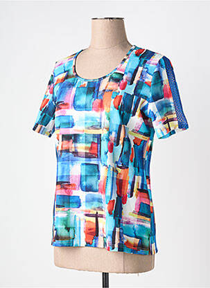 Top imprimé fantaisie manches courtes bleu GUY DUBOUIS femme