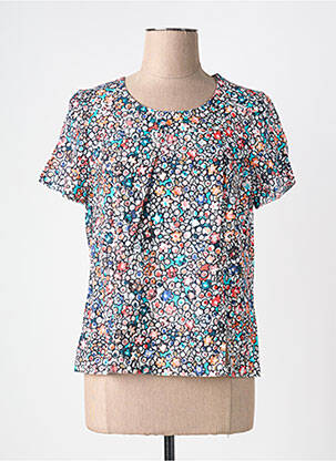 Top imprimé fantaisie manches courtes bleu FRANCE RIVOIRE femme