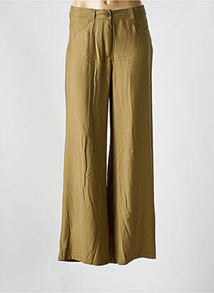Pantalon large tissage popeline taille haute vert AN' GE femme