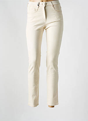 Jeans coupe slim stretch taille haute beige EAST DRIVE femme