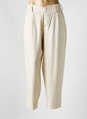 Pantalon droit taille haute taille haute beige MARINA V femme