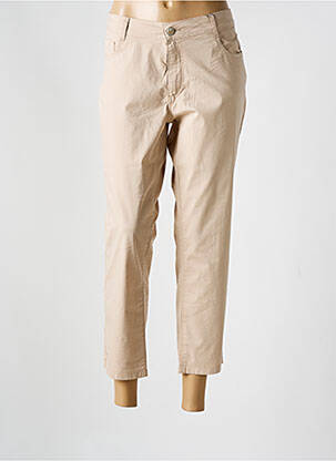 Pantalon 7/8 tissage popeline taille normale beige PARA MI femme