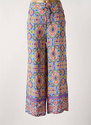 Pantalon large tissage popeline taille normale bleu MARINA V femme