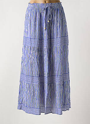 Jupe longue tissage crêpe bleu ANGE femme