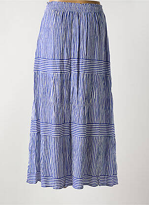 Jupe longue tissage crêpe bleu ANGE femme