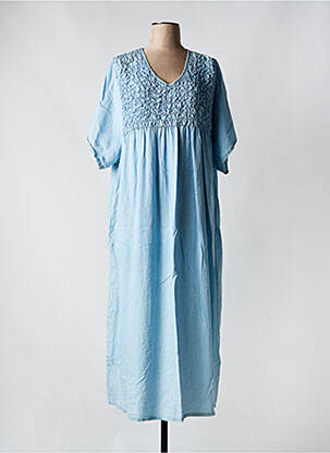 Robe longue manches courtes manches courtes bleu PIMENT ROUGE femme