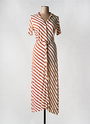 Robe longue manches courtes manches courtes marron COMPAÑIA FANTASTICA femme