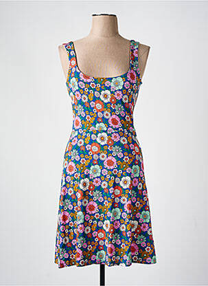 Robe mi-longue imprimé fleurs fines bretelles bleu PRINCESSE NOMADE femme