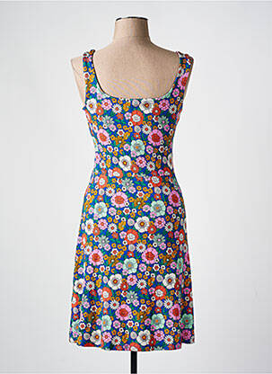 Robe mi-longue imprimé fleurs fines bretelles bleu PRINCESSE NOMADE femme