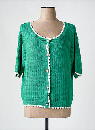 Gilet manches courtes resserrée sur le bas vert COMPAÑIA FANTASTICA femme