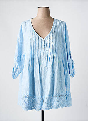 Tunique manches longues tissage crêpe bleu PIMENT ROUGE femme
