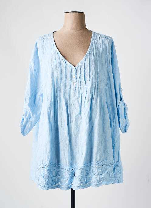 Tunique manches longues tissage crêpe bleu PIMENT ROUGE femme