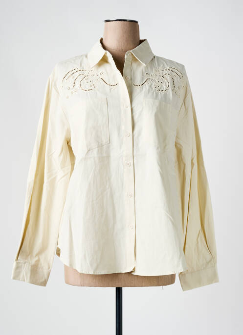 Chemisier coupe cintrée manches longues beige EMILIE.K femme