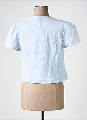 Top col carré manches courtes bleu ORAIJE femme