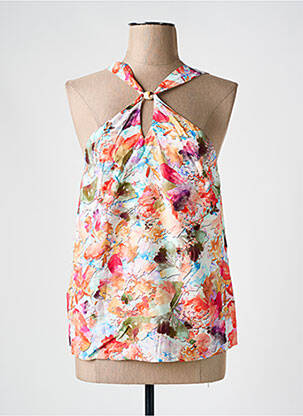 Top imprimé fantaisie sans manche orange CERISE BLUE femme