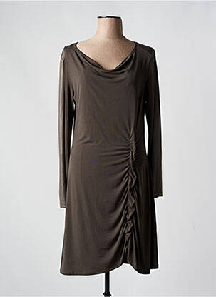 Robe mi-longue manches longues manches longues marron LAUREN VIDAL femme