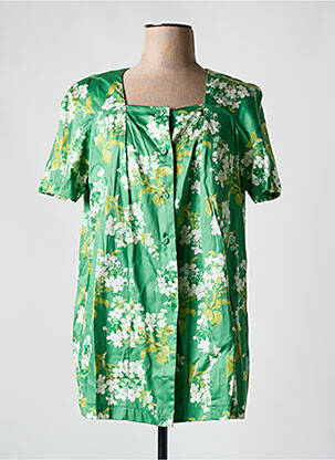 Chemisier imprimé fleurs manches courtes vert NEUF LUNE femme