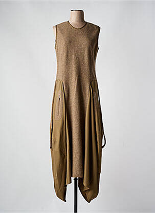 Robe longue manches courtes manches courtes marron INDIES femme