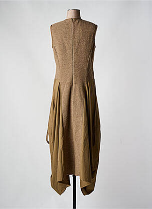 Robe longue manches courtes manches courtes marron INDIES femme