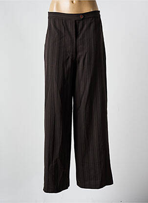 Pantalon large fermeture zippée sous rabat boutonné taille normale marron SARAH PACINI femme