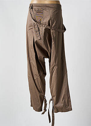 Pantalon droit tissage popeline taille normale marron SARAH PACINI femme