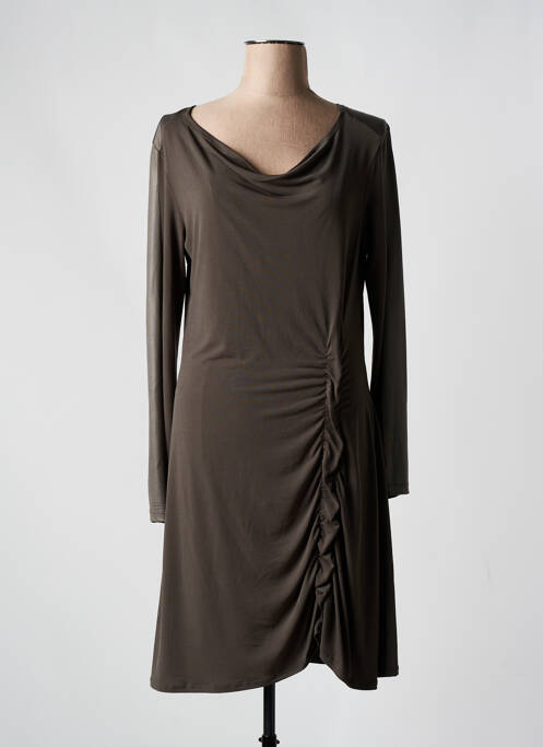 Robe mi-longue marron LAUREN VIDAL pour femme