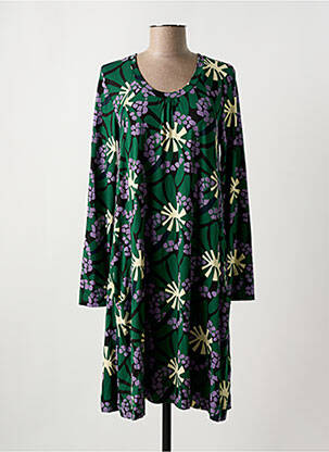 Robe mi-longue imprimé fleurs manches longues vert ZILCH femme