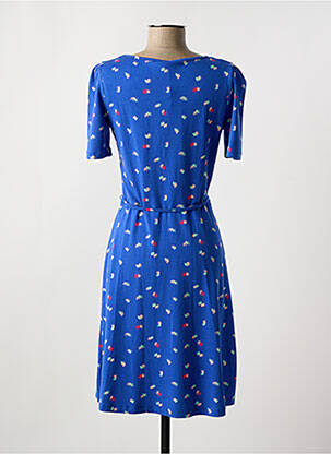Robe mi-longue imprimé fantaisie manches courtes bleu WOW TO GO femme