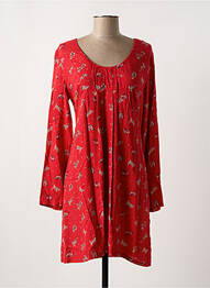 Robe courte fermeture zippée au dos manches longues rouge SURKANA femme