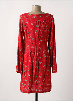 Robe courte fermeture zippée au dos manches longues rouge SURKANA femme