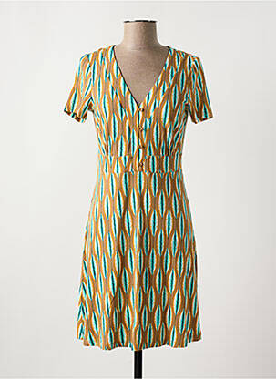 Robe courte manches courtes manches courtes marron SURKANA femme