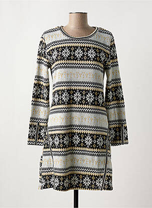 Robe pull stretch manches longues gris AKINOLAUDE femme