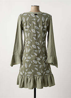 Robe courte manches longues manches longues vert AKINO LAUDE femme