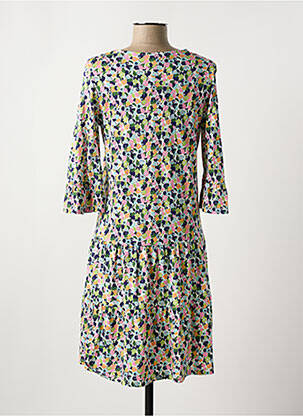 Robe mi-longue imprimé fleurs manches 3/4 bleu SURKANA femme
