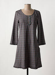 Robe courte manches longues manches longues gris AKINO LAUDE femme